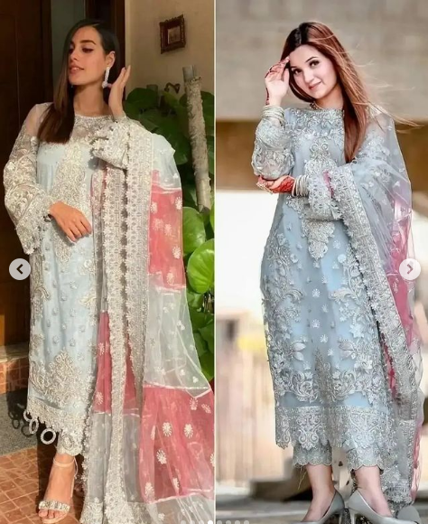 IMROZIA FORMAL ORGANZA SUIT WEARING BY RABEECA KHAN & IQRA AZIZ - Wearza