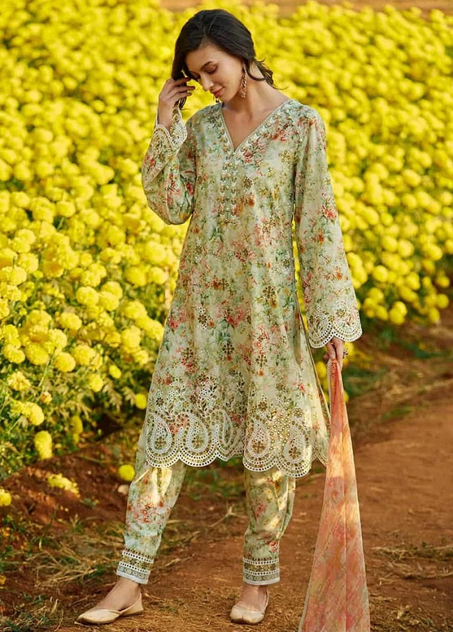 Image Print Kari Il-semrah Premium Pure Digital Printed Lawn With Pure Silk Duppata 2024 - Wearza