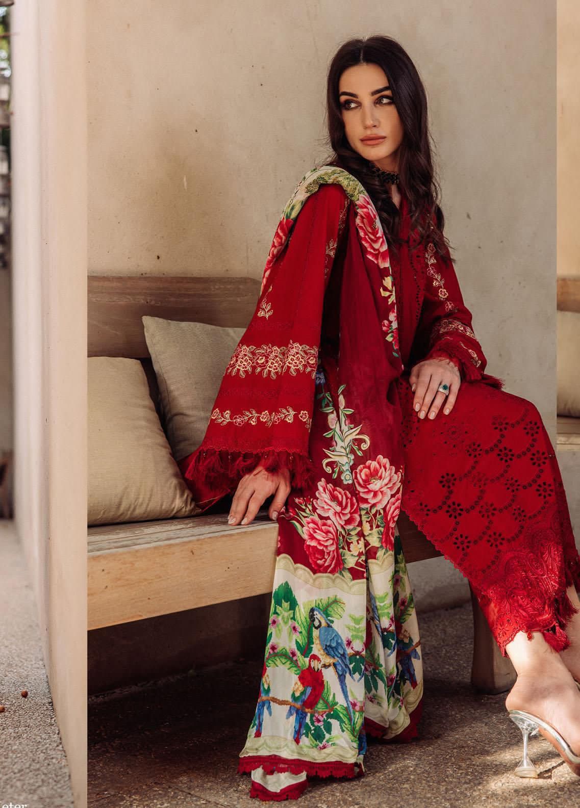 SAIRA SHAKIRA MOST DEMANDING ARTICLE PREMIUM PURE LAWN WITH DIGITAL SILK EMBROIDERED DUPPATA 2024 - Wearza