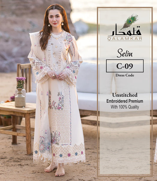 QALAMKAR (SELIN) LUXURY PREMIUM PURE LAWN CHICKEN KARI COLLECTION 2024 - Wearza