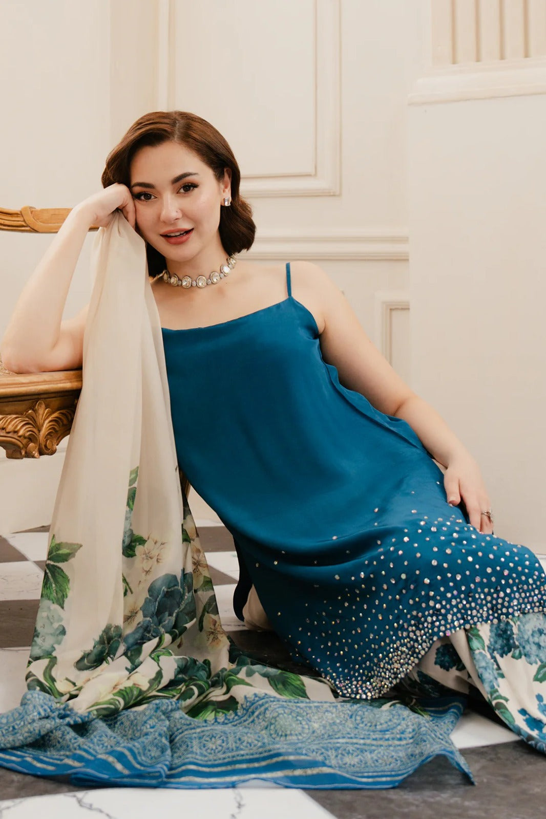 Lulusar X Hania Amir Shamoz Pure Silk Dress With Handwork 2024